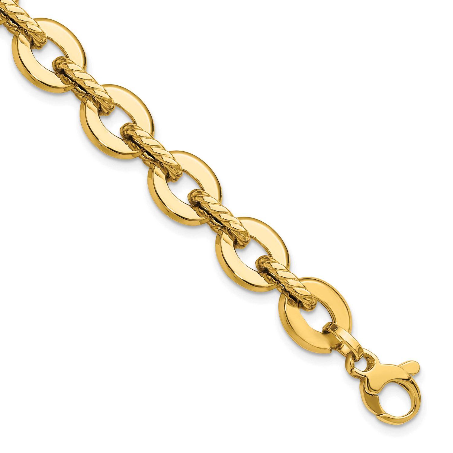Grooved Fancy Link Bracelet 14k Gold Polished LF2100-7.5 196904315330