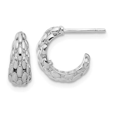 Satin J-Hoop Earrings 14k White Gold LE2391W 196904171516