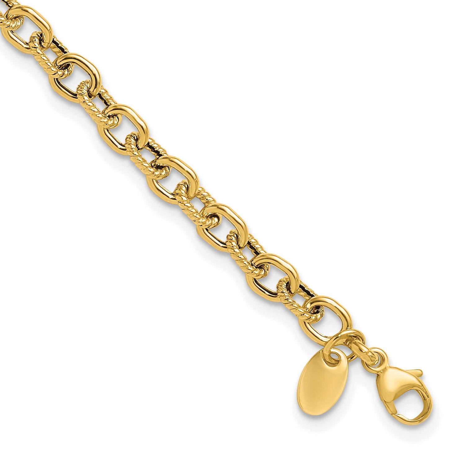 Link Bracelet 14k Gold Polished and Textured LF1856-7.75 196904339008