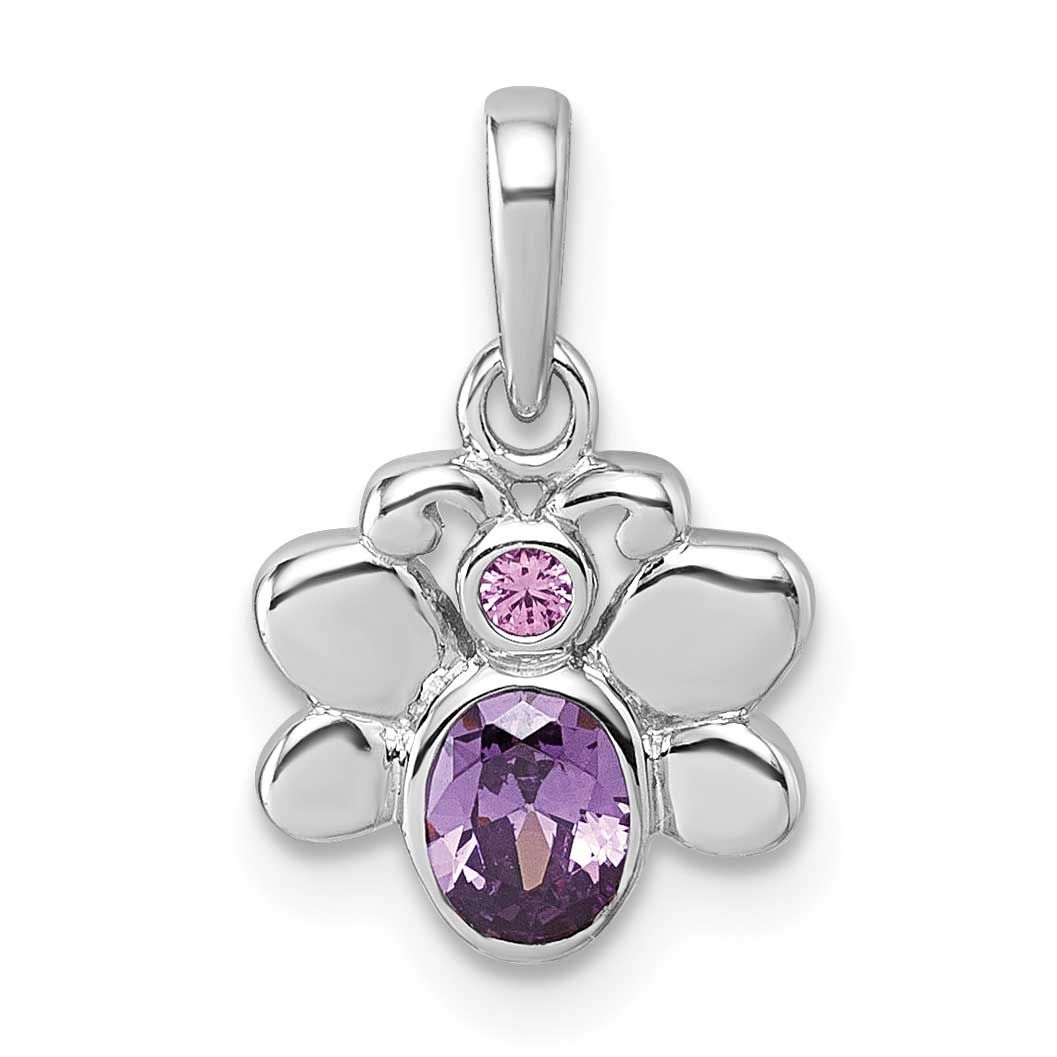 Children&#39;s CZ Butterfly Pendant Sterling Silver Rhodium-plated QP5981