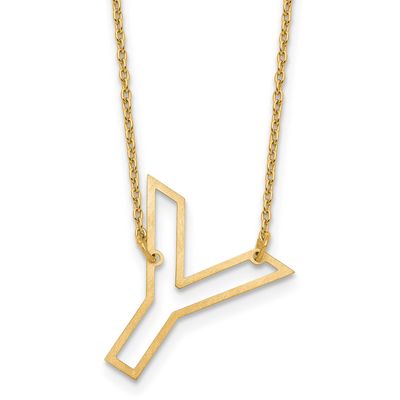 Sideways Cut Out Initial Y Necklace Sterling Silver Gold-plated XNA1473GP/Y