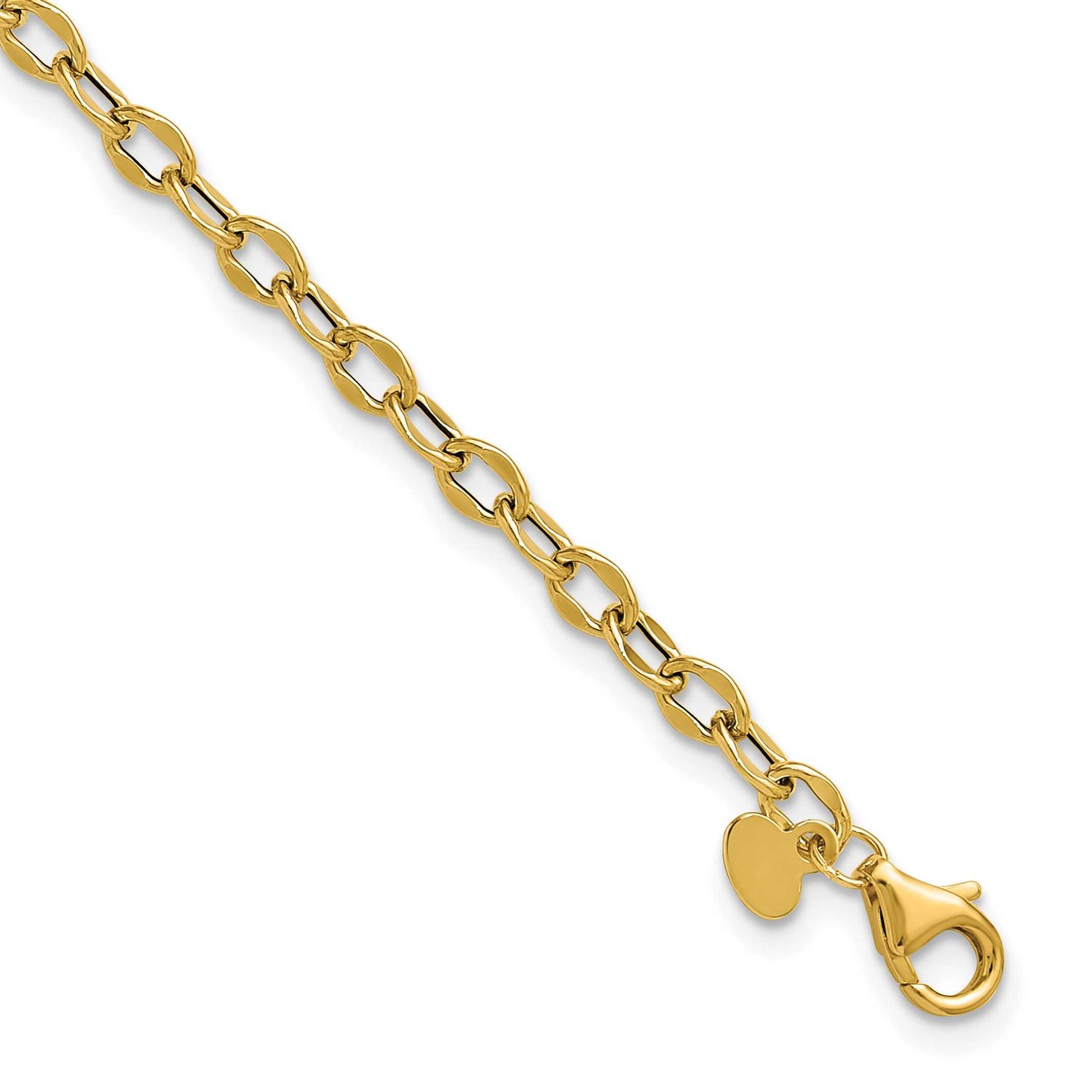 Fancy Flat Cable Link Bracelet 14k Gold Polished LF2263-7.5