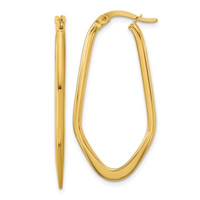 Oval Hoop Earrings 14k Gold Polished LE2792 196904316634