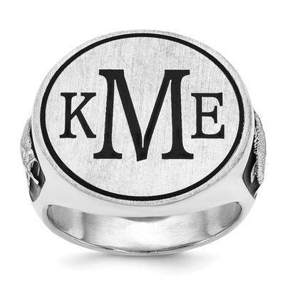 Epoxy Bass Monogram Ring Sterling Silver Rhodium-plated XNR140SS