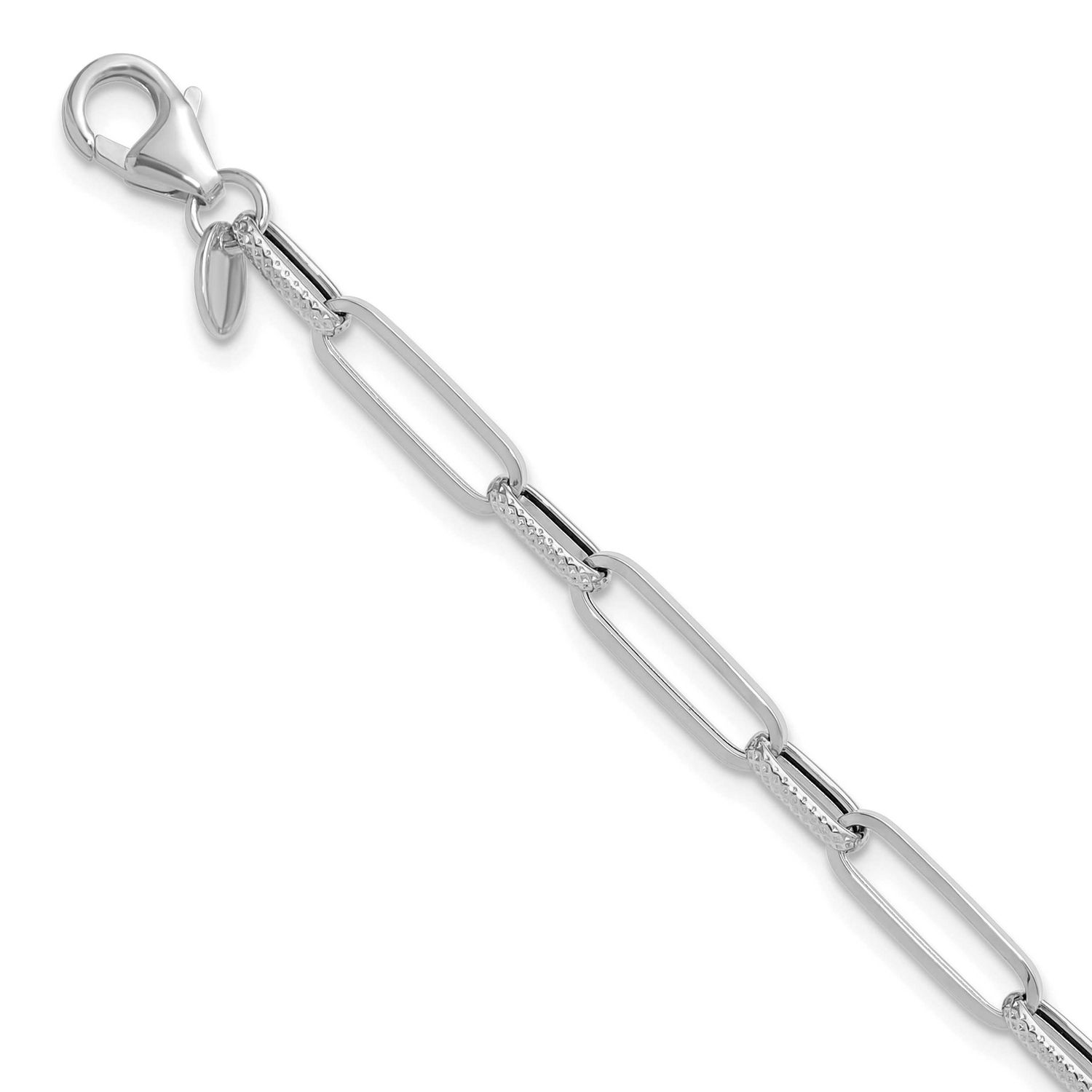 Textured Fancy Link Bracelet 14k White Gold Polished LF1976W-7.5