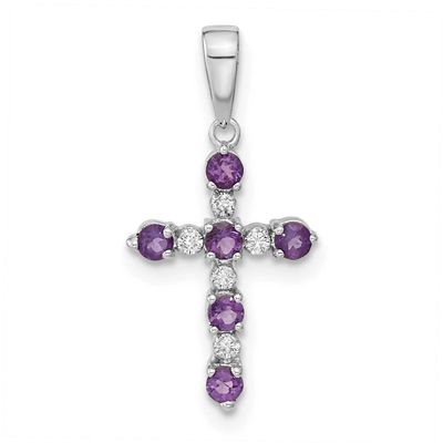 Amethyst and Diamond Cross Pendant 14k White Gold XP3387WAM/A 886774130811