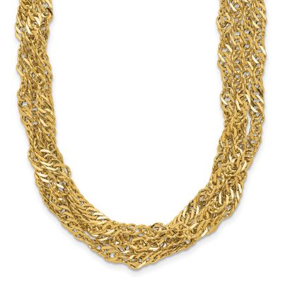 Diamond-Cut Multi-Strand Singapore Necklace 14k Gold Polished LF2126-18