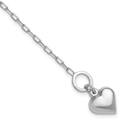 Polished Heart Toggle Bracelet Sterling Silver Rhodium-plated QLF1413-7.25 196904321997