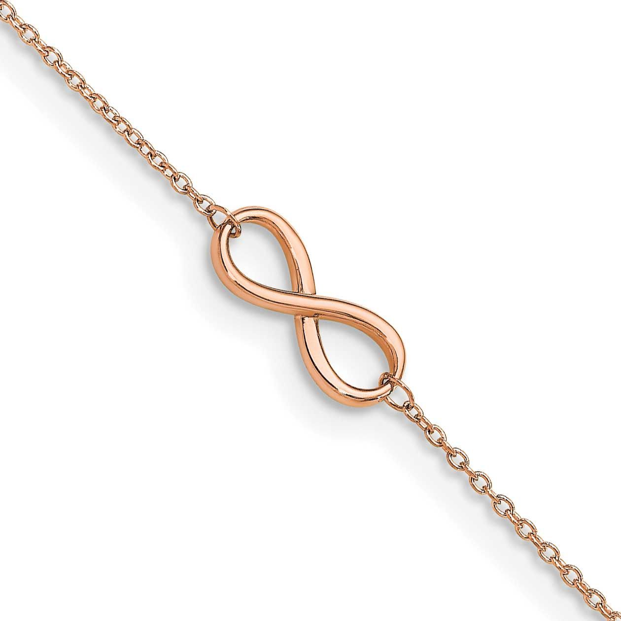 Polished Infinity with 1 Inch Extender Anklet 14k Rose Gold LF654R-9 196904311943