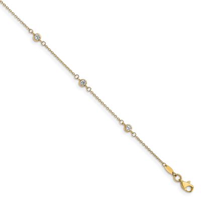 CZ Polished 9 Inch Plus 1 Inch Extender Anklet 10k Gold 10LF649-9 196904344156