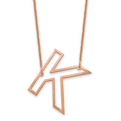 Sideways Cut Out Initial K Necklace 14k Rose Gold XNA1473R/K