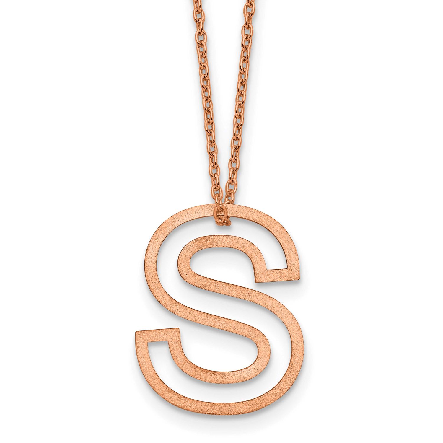 Rose Gold-Plated Cut Out Slide Initial S Necklace Sterling Silver XNA1474RP/S