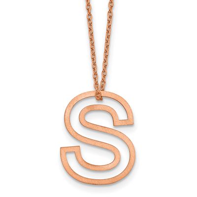 Rose Gold-Plated Cut Out Slide Initial S Necklace Sterling Silver XNA1474RP/S