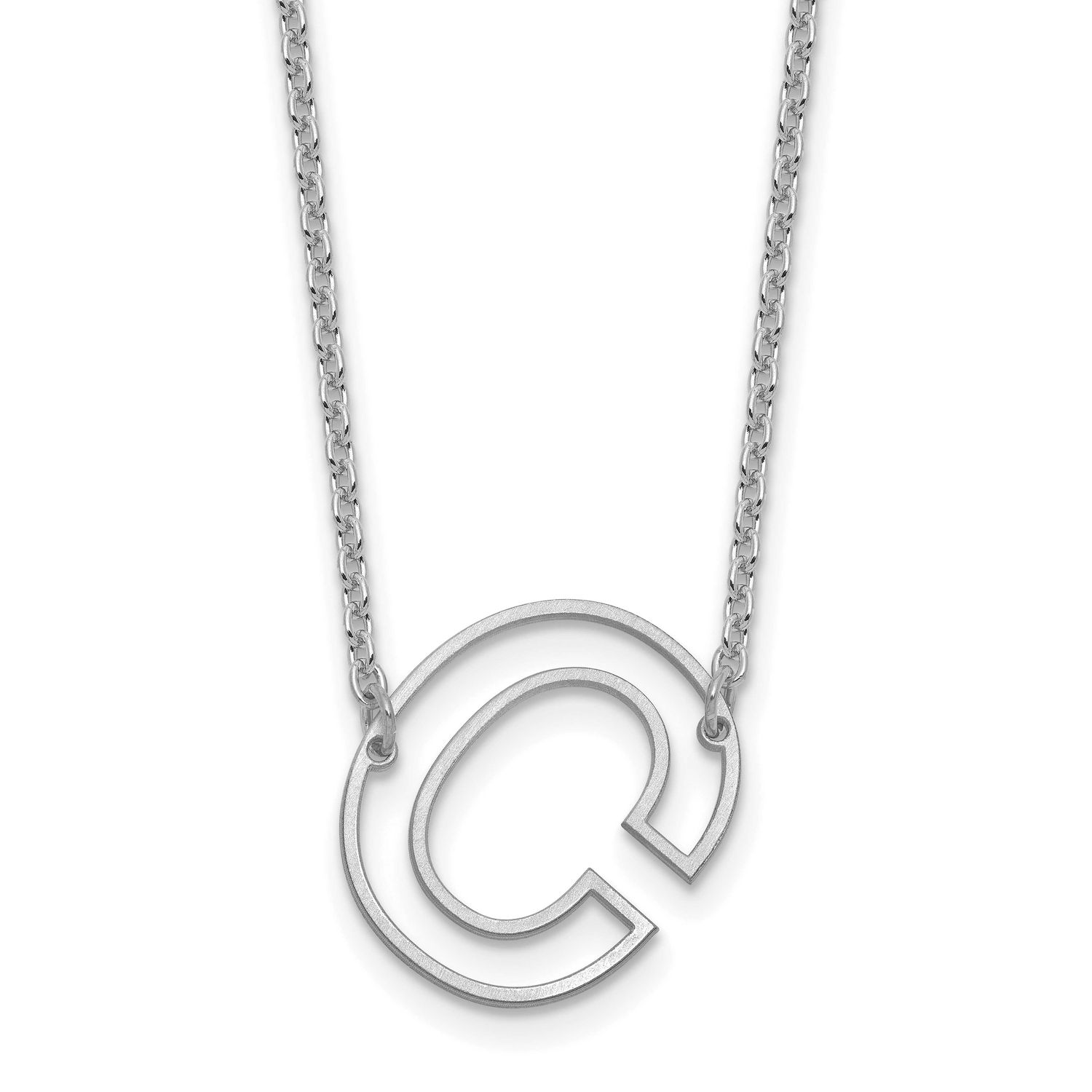 Sideways Cut Out Initial C Necklace 14k White Gold XNA1473W/C