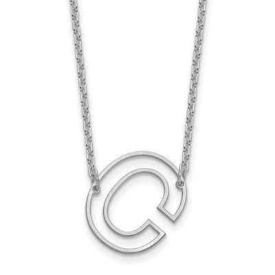 Sideways Cut Out Initial C Necklace 14k White Gold XNA1473W/C
