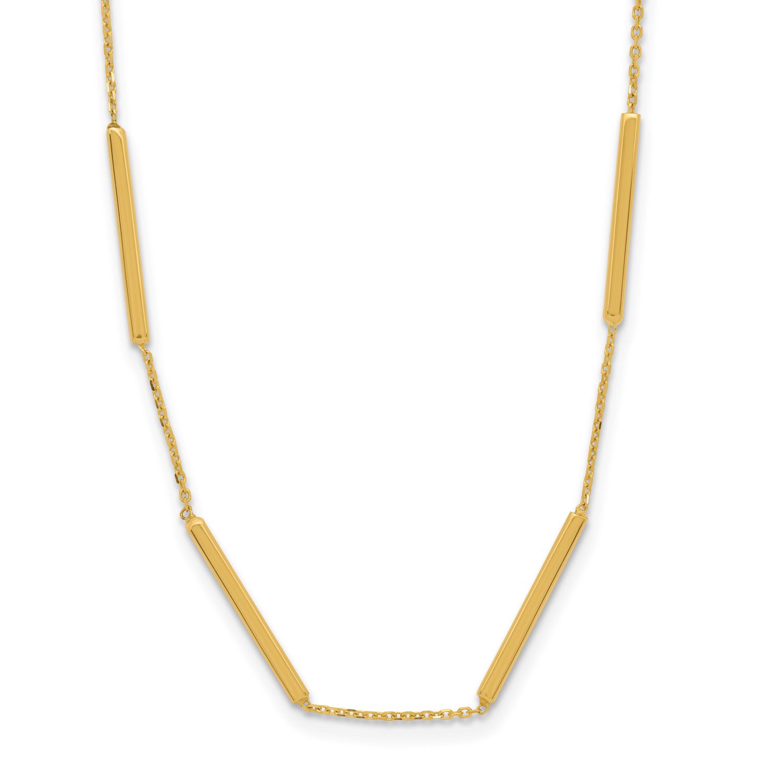 6 Bar Stations 16 Inch with 1.5 Inch Extender Necklace 14k Gold Polished LF1852-16 196904171172