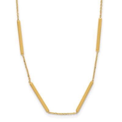 6 Bar Stations 16 Inch with 1.5 Inch Extender Necklace 14k Gold Polished LF1852-16 196904171172
