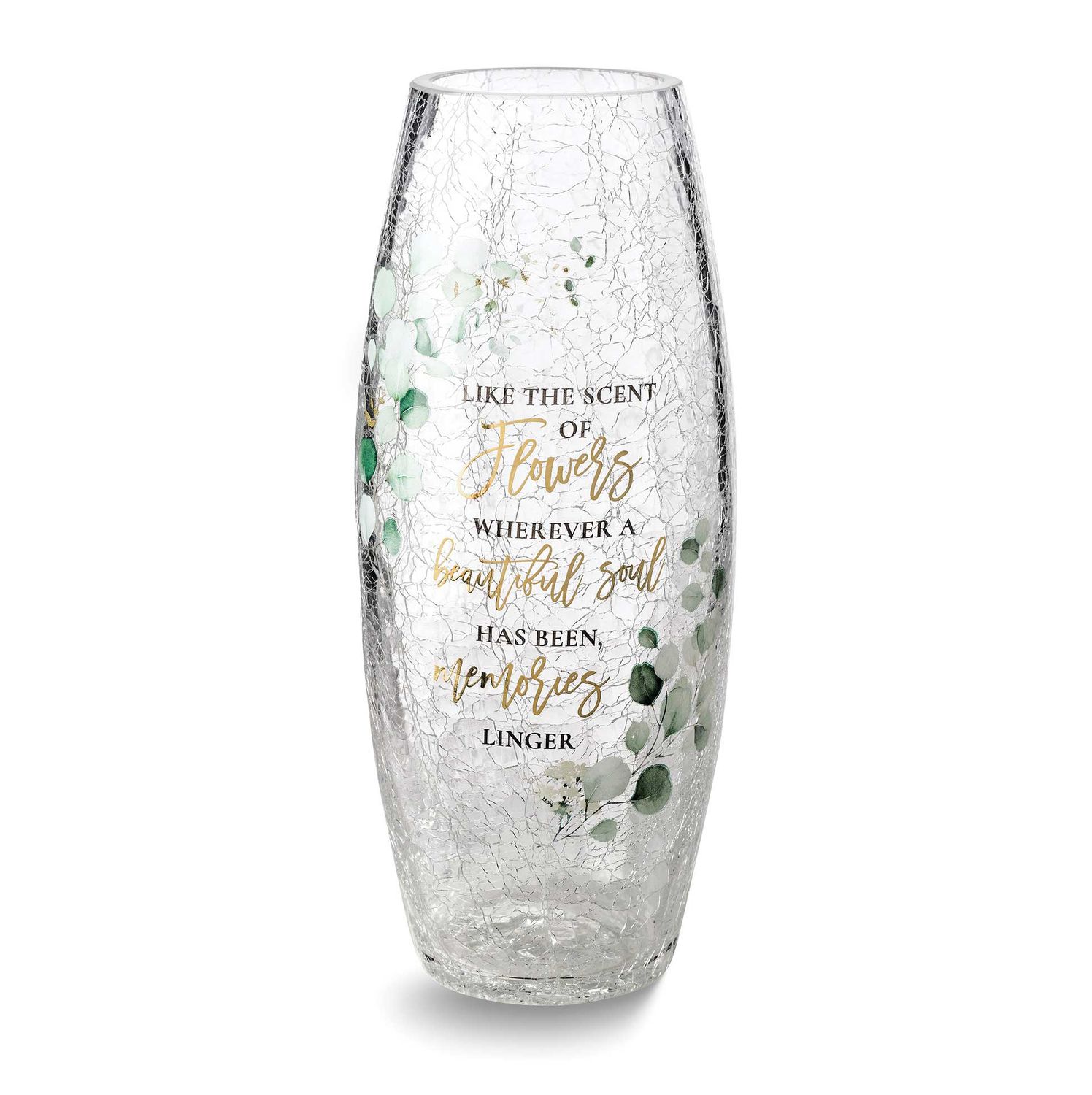 Lillian Rose Crackle Glass Memorial Flower Vase with Sympathy Verse GM23939 710309457244