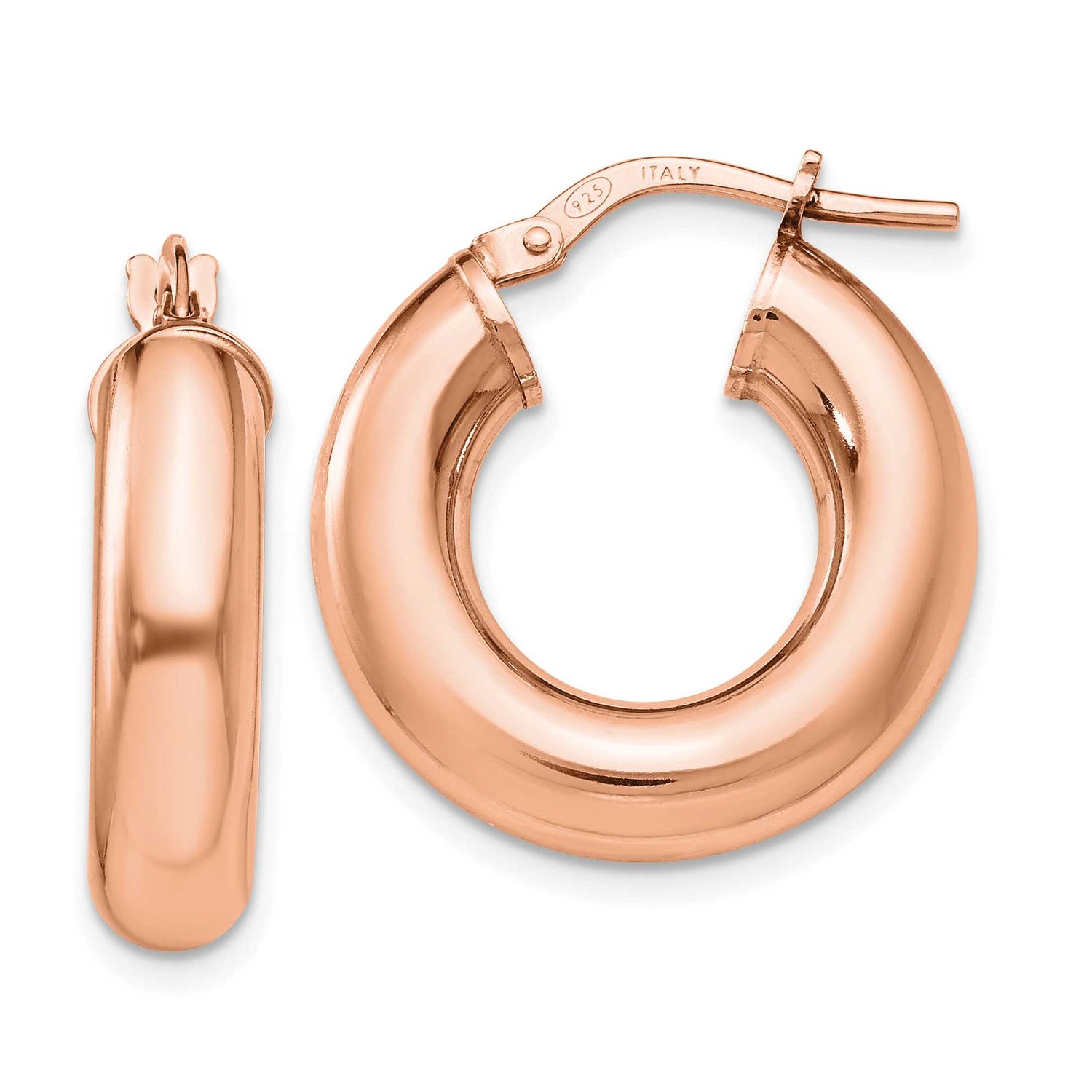 Rose-Tone Polished Hoop Earrings Sterling Silver QLE977R