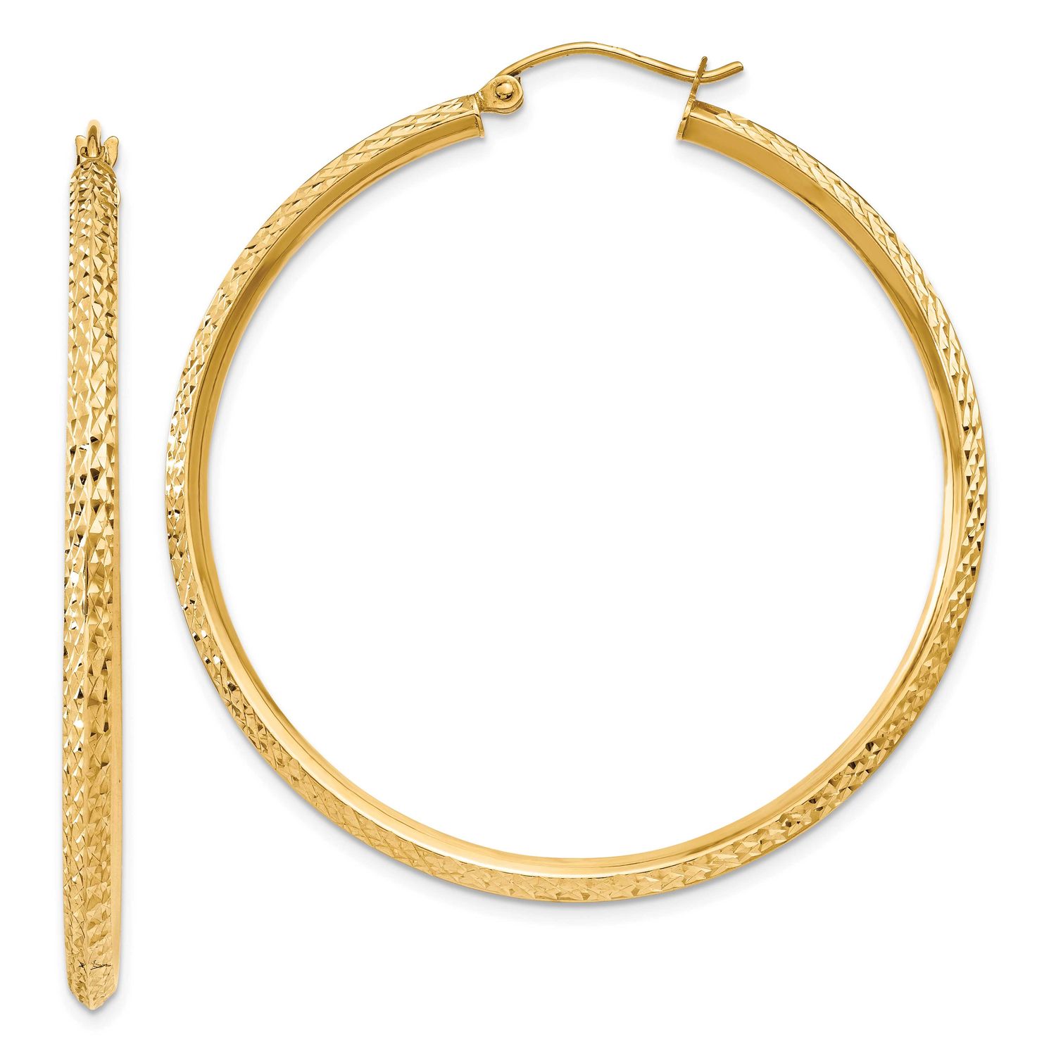 Knife Edge Diamond-Cut Hollow Hoop Earrings 14k Gold LE2536 196904338452