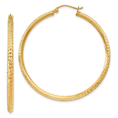 Knife Edge Diamond-Cut Hollow Hoop Earrings 14k Gold LE2536 196904338452