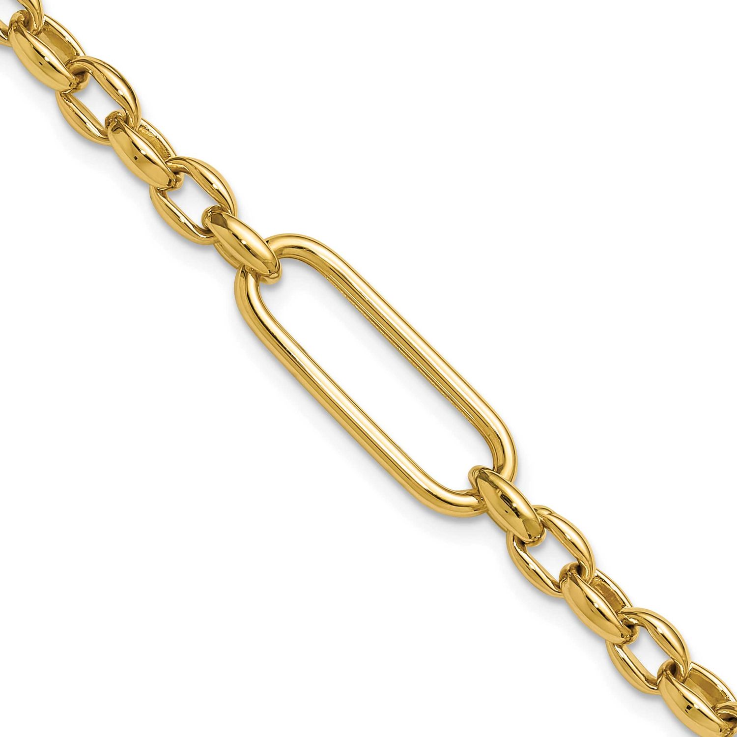 Fancy Elongated Oval Link Bracelet 14k Gold Polished LF2249-7.5 196904316771