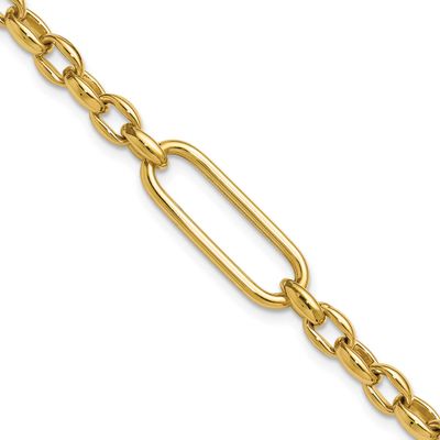 Fancy Elongated Oval Link Bracelet 14k Gold Polished LF2249-7.5 196904316771