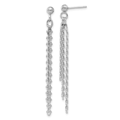 3-Strand Post Dangle Earrings Sterling Silver Rhodium-plated Polished QLE1465
