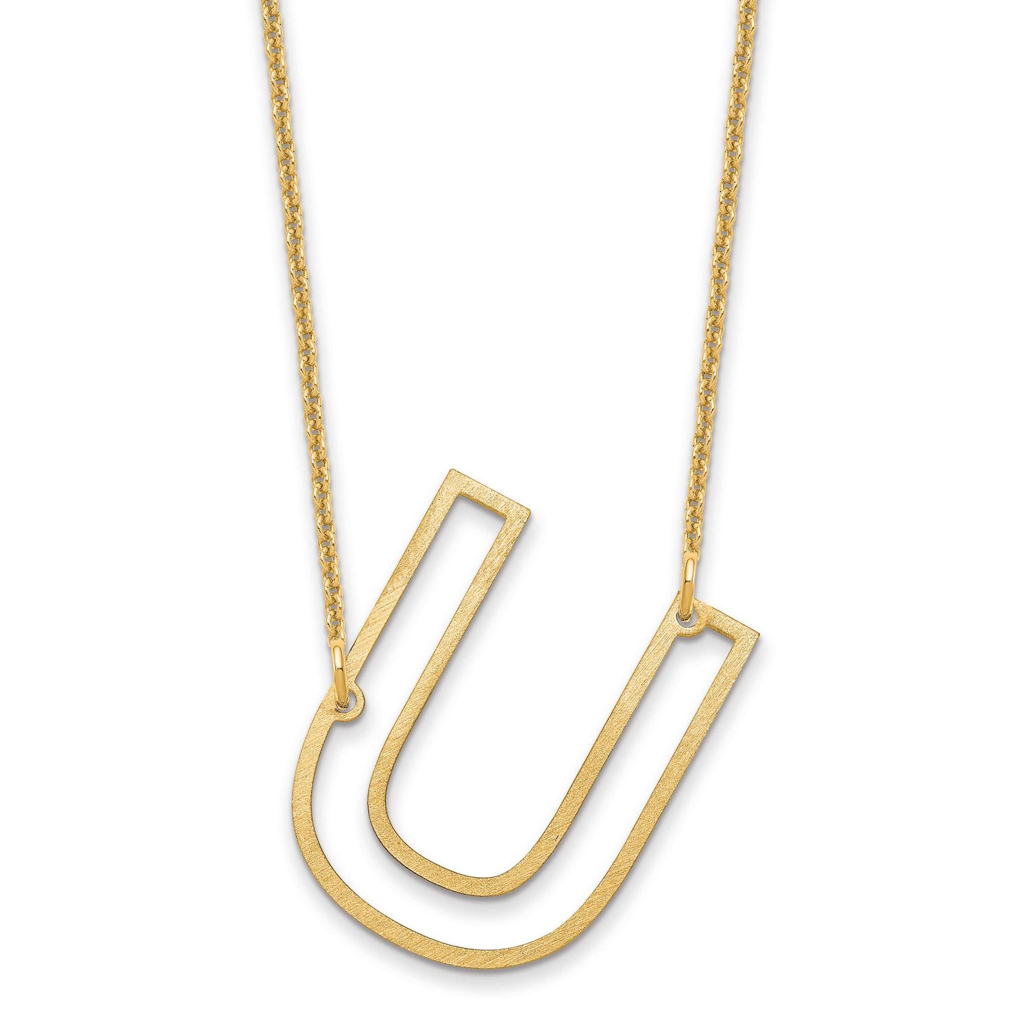 Sideways Cut Out Initial U Necklace 10k Gold 10XNA1473Y/U