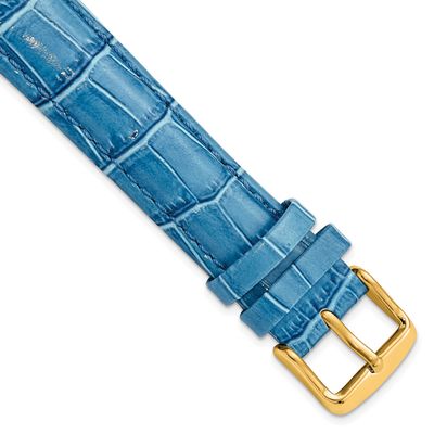 Debeer 18mm Blue Crocodile Grain Chronograph Leather with Gold-Tone Buckle 7.5 Inch Watch Band BAY4…