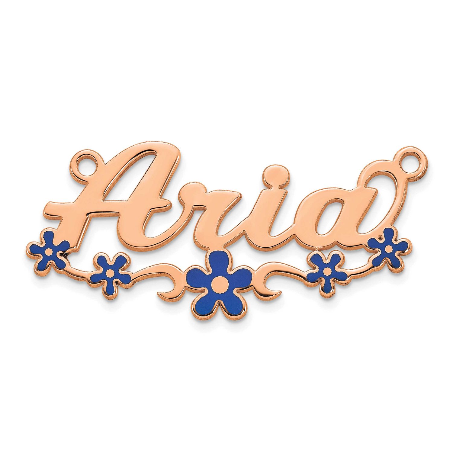 Epoxy Flower Name Plate 14k Rose Gold XNA1493R