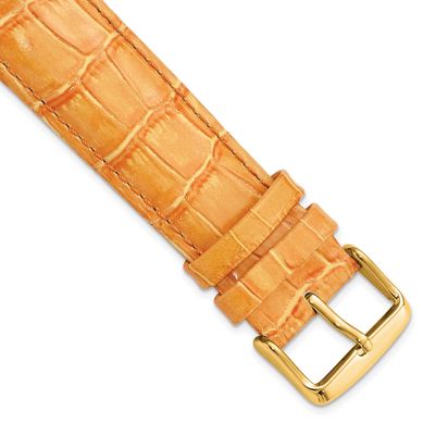 Debeer 22mm Orange Crocodile Grain Chronograph Leather with Gold-Tone Buckle 7.5 Inch Watch Band BA…