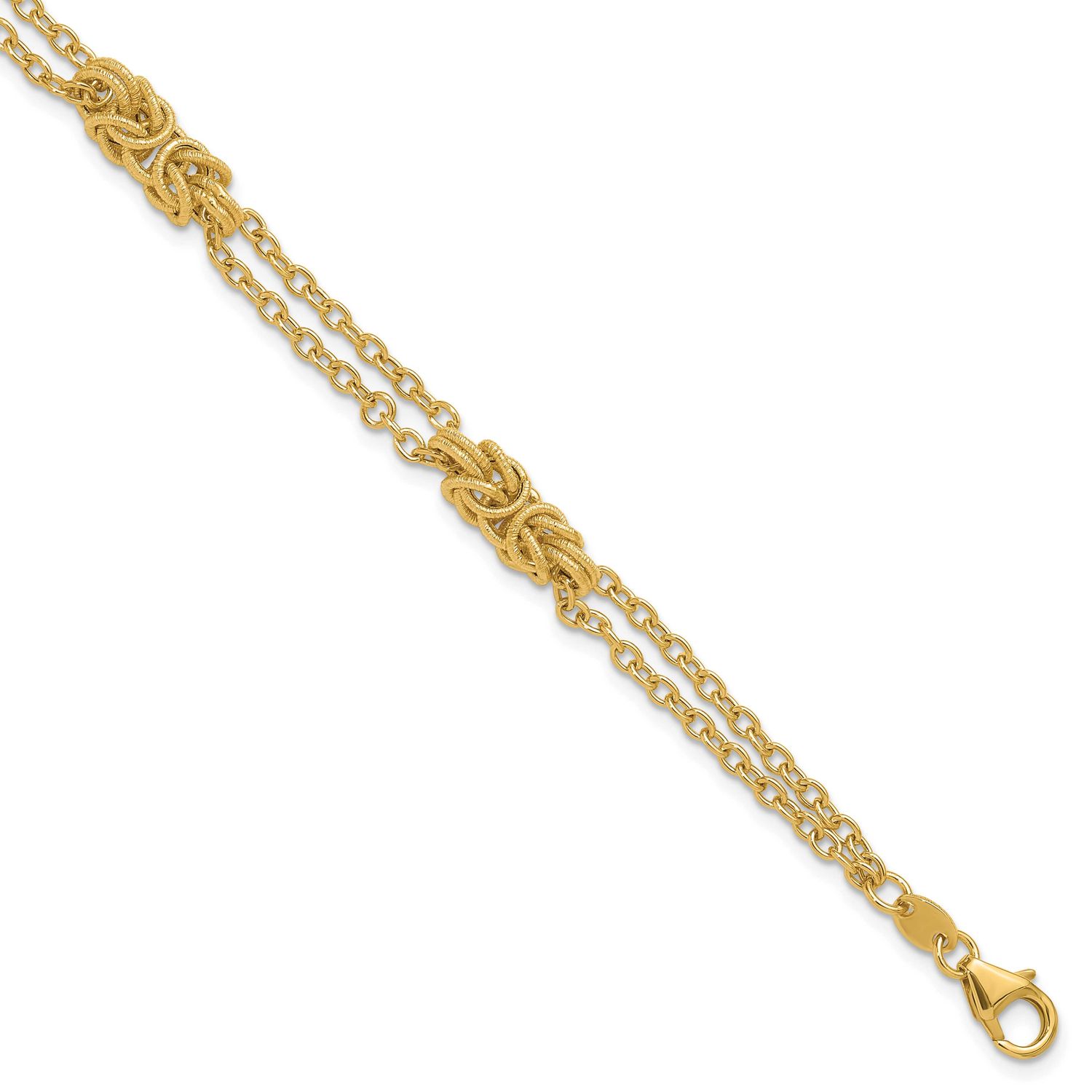 Multi-Strand Bracelet 14k Gold Polished and Textured LF1980-7.5 196904335543
