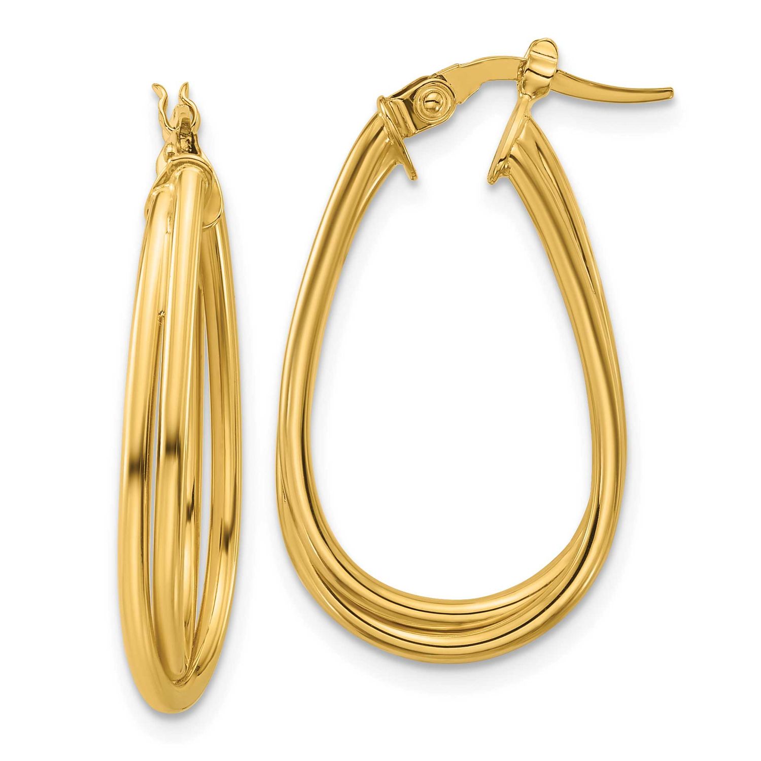 Twist Teardrop Hoop Earrings 10k Gold Polished 10LE637