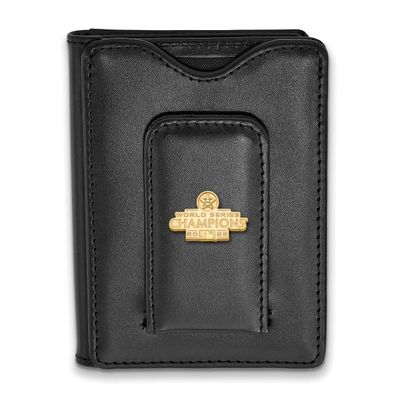 Ruthenium2022 World Series Champions Houston Astros Black Leather Wallet Sterling Silver Gold-plate…