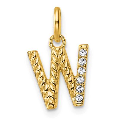 Twisted .05 Ct. Diamond Initial W Charm 14k Gold PM10732W-YA