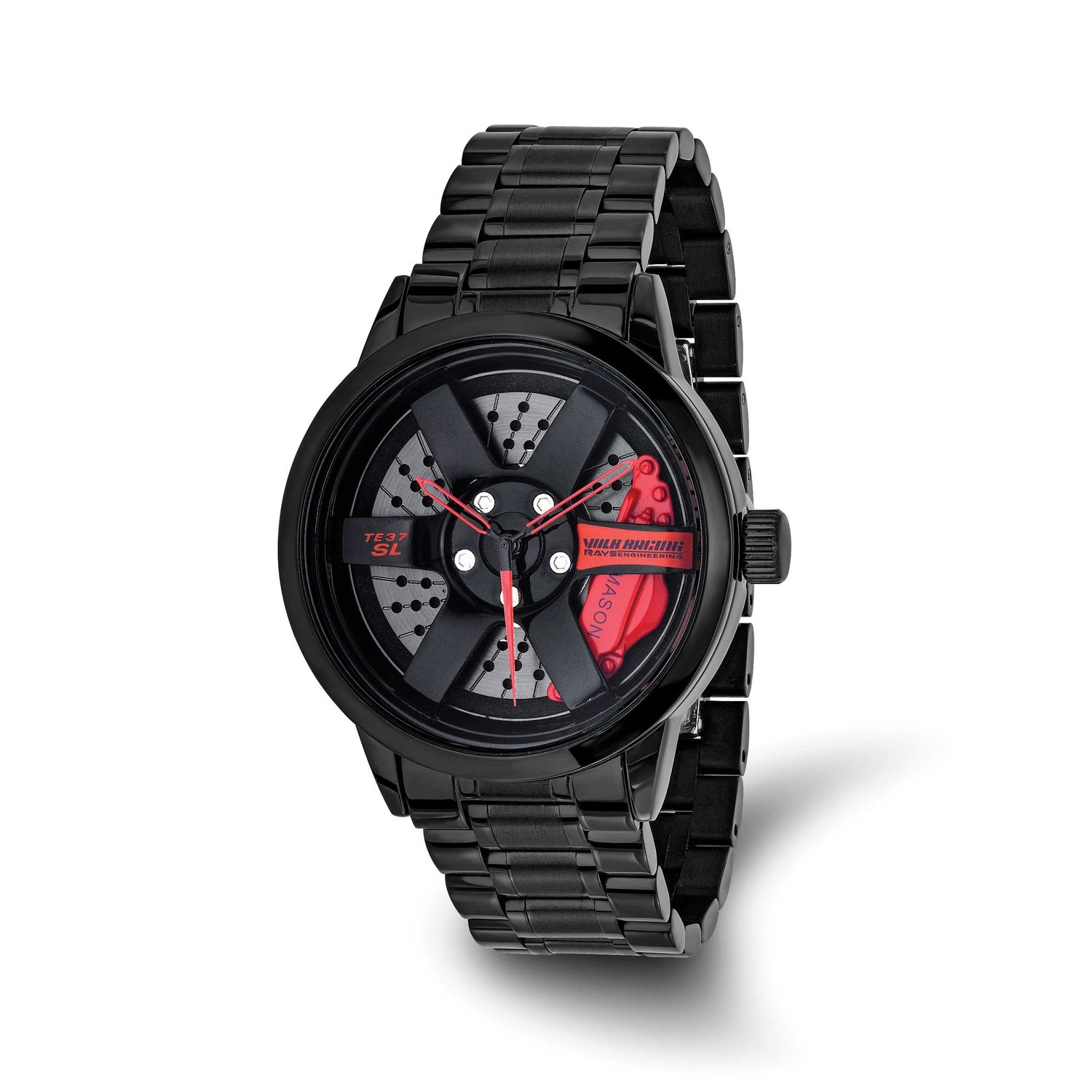 Mason Sales Black Ip-Plated Red Race Car Rim Watch Stainless Steel XWA6554
