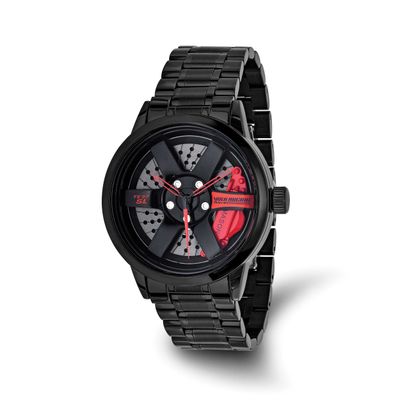 Mason Sales Black Ip-Plated Red Race Car Rim Watch Stainless Steel XWA6554