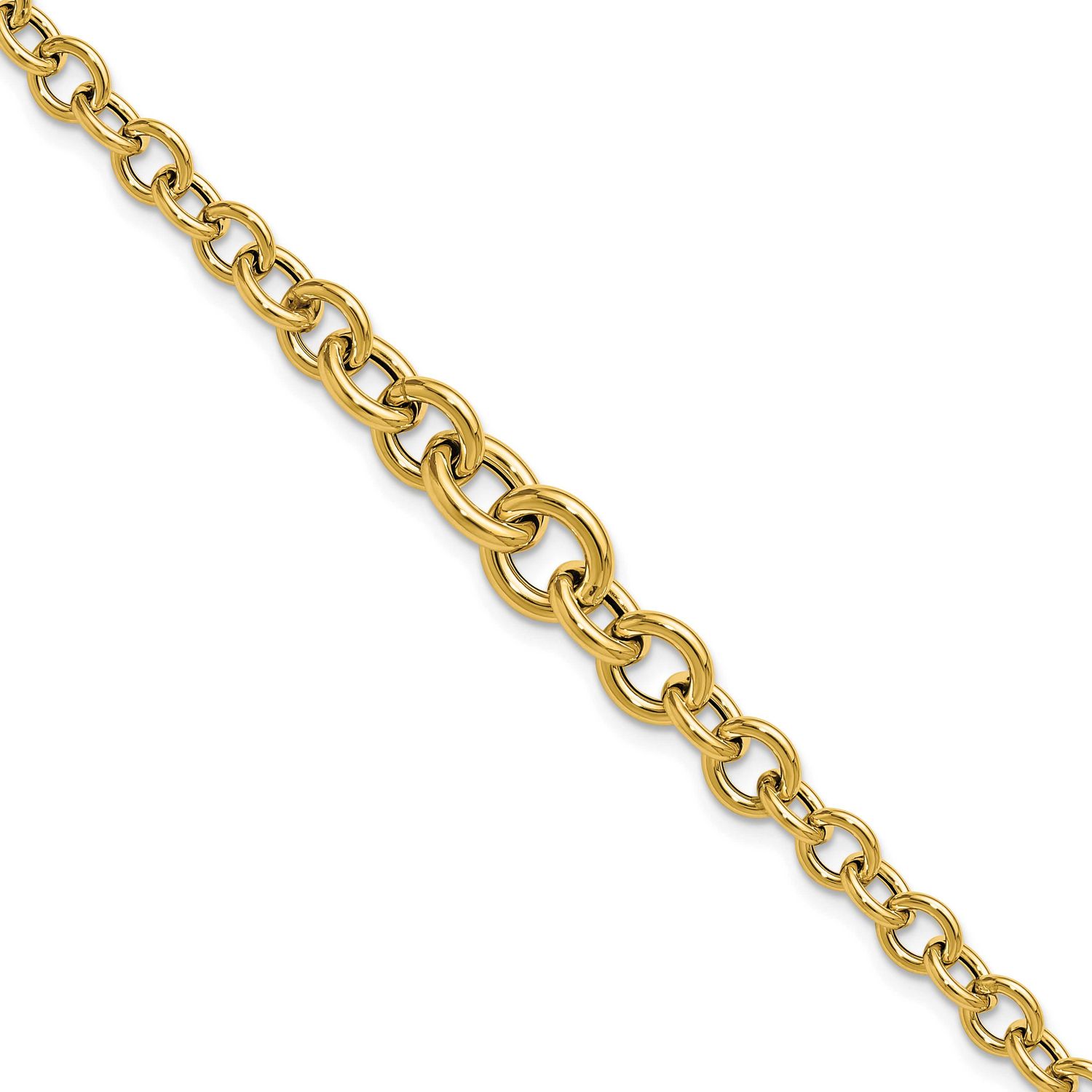 Fancy Graduated Circle Link Bracelet 14k Gold Polished LF2106-7.5 196904317556