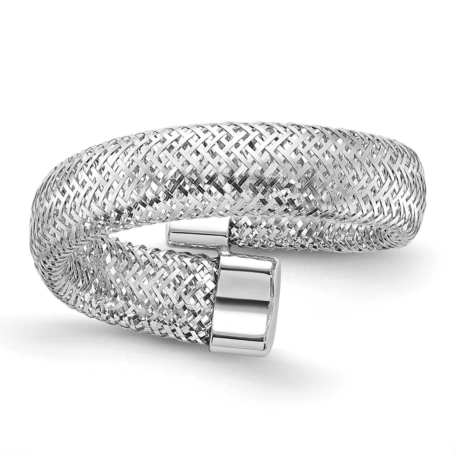 Mesh Bypass Stretch Ring 14k Gold with Rhodium LR111W 196904171059