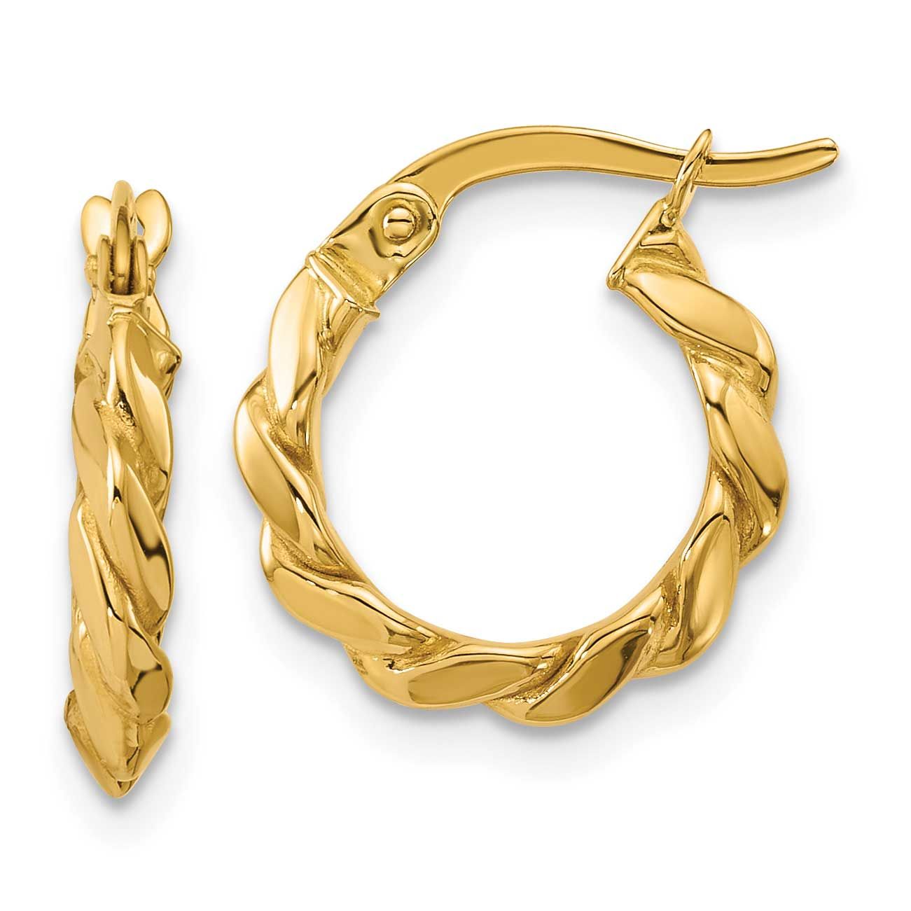 Twisted Round Hoop Earrings 14k Gold Polished LE2906 196904316528