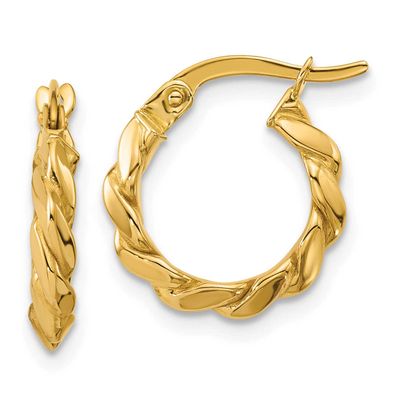 Twisted Round Hoop Earrings 14k Gold Polished LE2906 196904316528