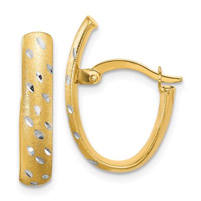 Rhodium Polished/Satin/Diamond-Cut Fancy Hoop Earrings 10k Gold 10LE621 196904344491