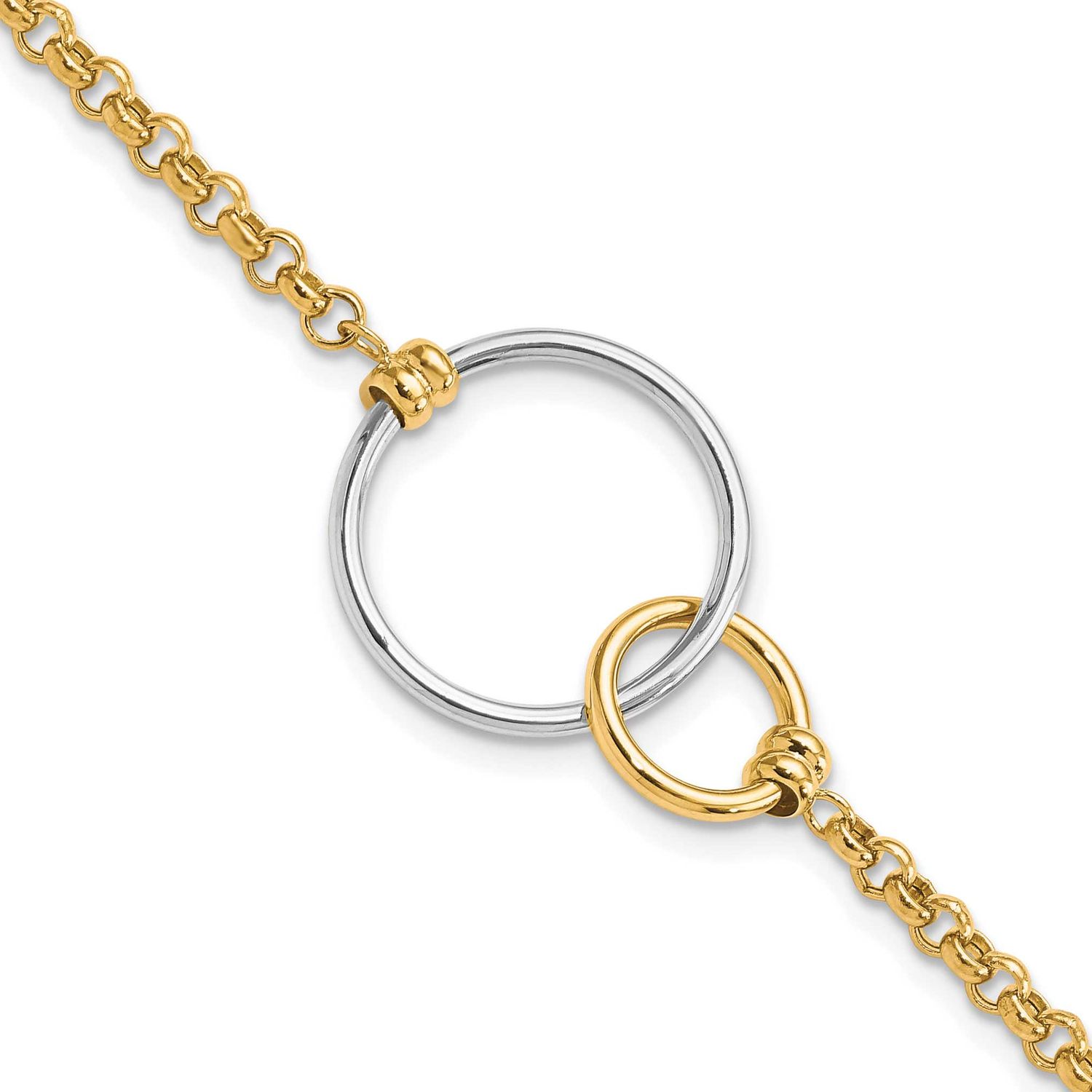 Polished Interlocking Circles Link Bracelet 10K Two-tone Gold 10LF614TT-7.5