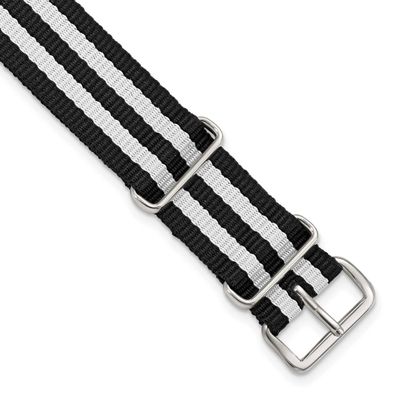 Debeer 18mm One-Piece Black and White Striped Military Ballistic G10 Nylon with Silver-Tone Buckle …