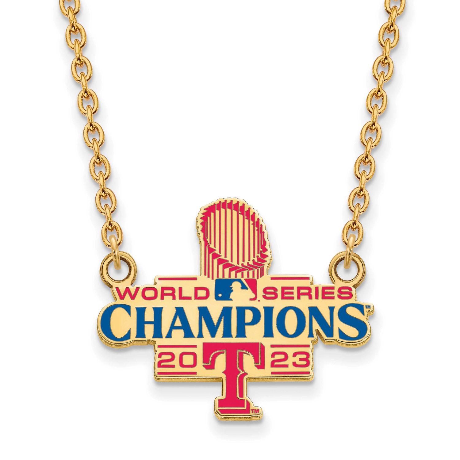 2023 World Series Champions Texas Rangers Large Pendant with Neckla Gold-plated GP012RAN23-18