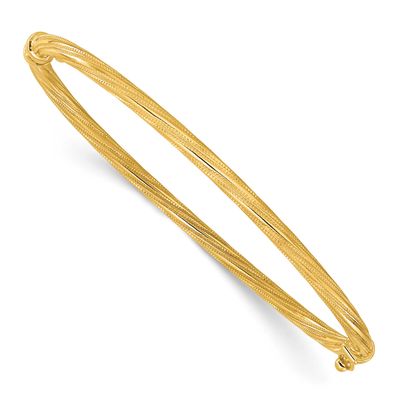 Textured Twisted Hinged Bangle 10k Gold Polished 10LF648 196904288214