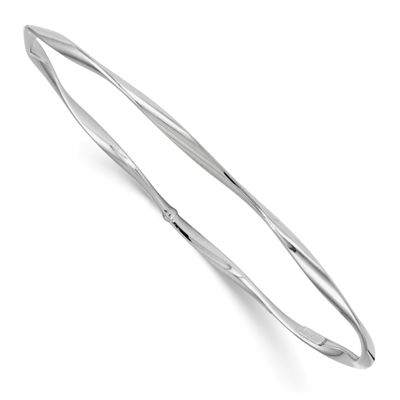 Polished Twisted Slip-On Bangle 10k White Gold 10LF676