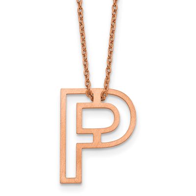 Rose Gold-Plated Cut Out Slide Initial P Necklace Sterling Silver XNA1474RP/P