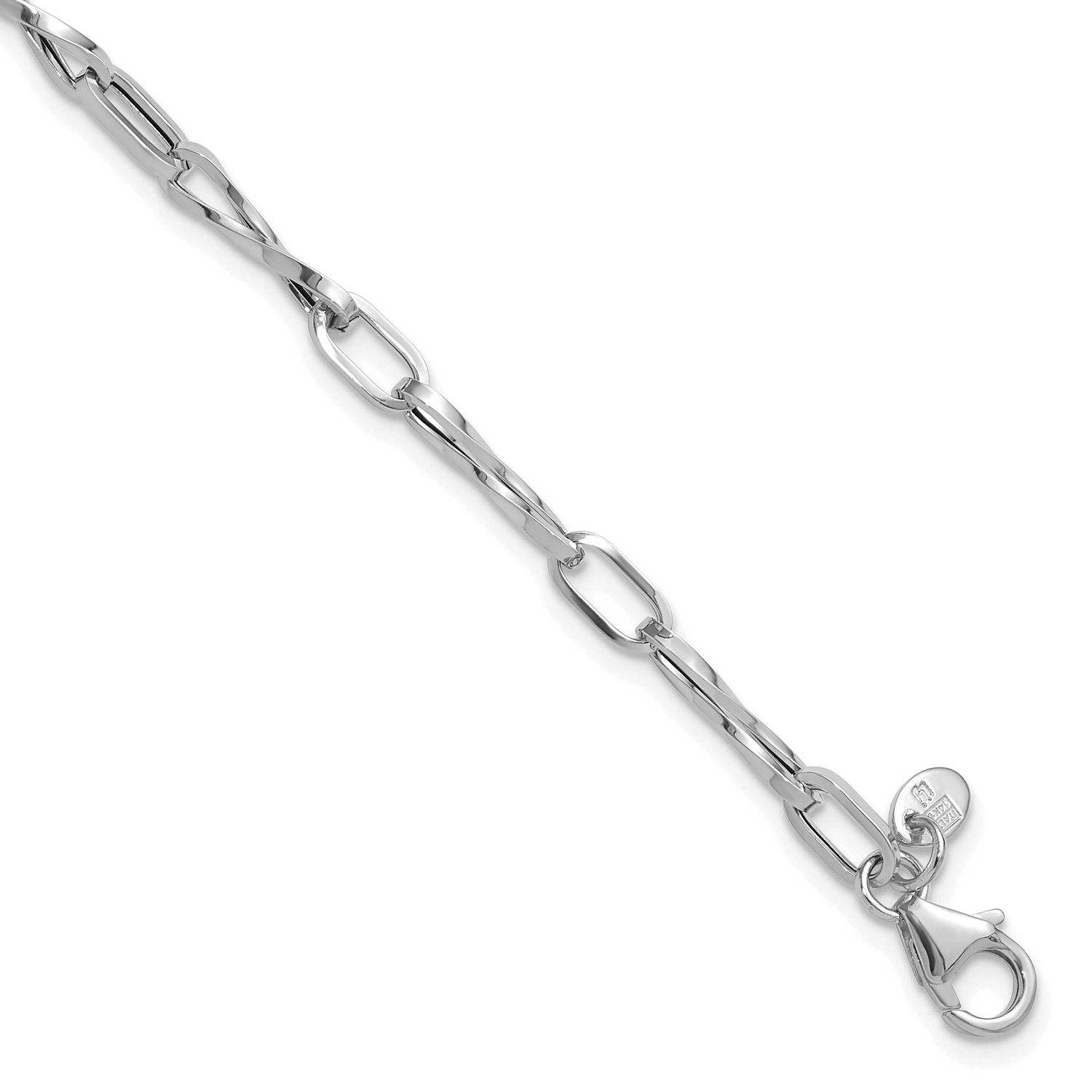 Fancy Twisted Link Bracelet 14k White Gold Polished LF1835W-7.5